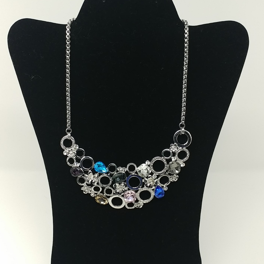 NWT Multi Color Gem Statement Bib Necklace